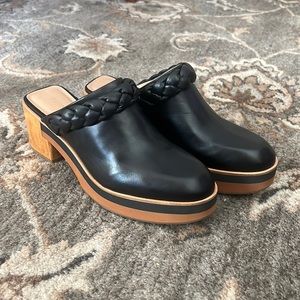 Black Leather Braided Clogs from Anthropologie Bernardo Saffia